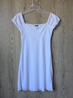 White Cottagecore Mini Dress Puff Sleeve Square Neck A-Line M NWT